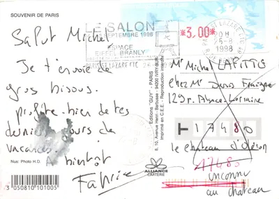 Arc de Triomphe — widok z placu Charles de Gaulle — Souvenir de Paris, Wydawnictwo Henri GUY, nr 17480 — Rewers