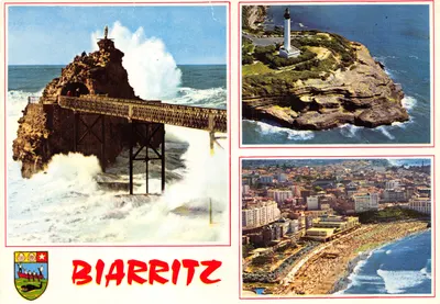 Biarritz — Rocher de la Vierge, farol e praia — edições Lavieille