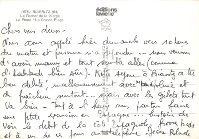 Biarritz — Rocher de la Vierge, farol e praia — edições Lavieille — Verso