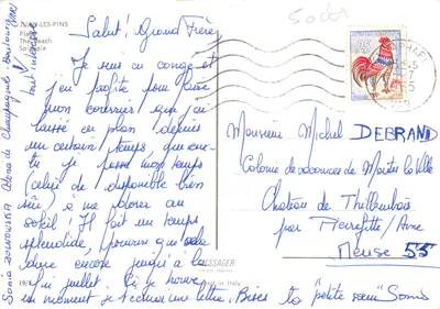 Juan les Pins Plage Stella Beach — widok plaży i portu — wydawca SODA — Rewers