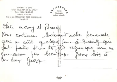 Hôtel Regina Biarritz — intérieur et jardin — éditeur LAVIELCOLOR — Verso
