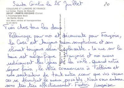 Santa-Giulia — panoramische uitzicht op de baai — Éditions d'art d'Arcuelli — Achterkant