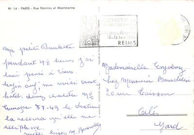 Vista de Montmartre — Coração Sagrado no fundo — G. Navarro, N° 14 — Verso