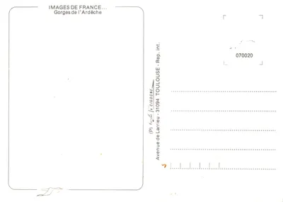 Gorges da Ardèche — carta topográfica com fotos de avenidas e grutas — Verso