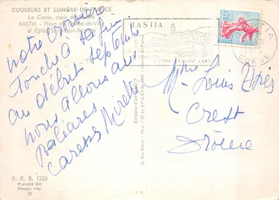 Bastia - Place de l'Hôtel-de-Ville e Igreja de São João Batista — Éditions de l'Éthnographie Corse, Paris — Verso