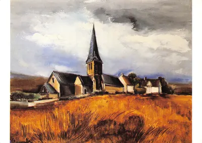 Vila e seu campanário — pintura de Maurice de VLAMINCK — editor: Museu de Belas-Artes de Lyon