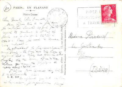 Najświętsza Maryja Panny w Paryżu — widok fasady zachodniej z centralnym dzwonnikiem — wydawca JON — Rewers