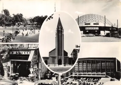 Paris (XVme) — Collage de lieux emblématiques : Église Saint-Antoine de Padoue, Palais des Sports Peugeot, Tabac « Le Lutèce » — Éditeur : S.E.R.P. - Reproduction Intégrale