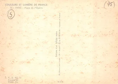 Opéra Garnier — façade ornée et place animée — éditeur VIVON — Verso