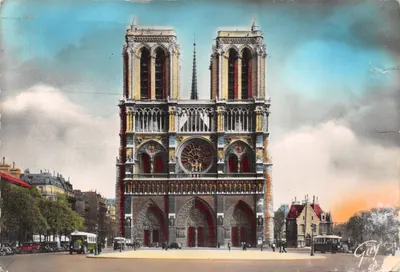 Notre-Dame de Paris — façade et parvis — éditeur A. Leconte, n° 8.024