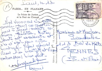 Paris — Le Palais de Justice et le Pont au Change — Éditions d'Art Jon — Verso