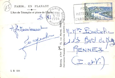 Paryż — Arc de Triomphe i plac Etoile — Wydawnictwo Sztuki Francuskiej, nr L.B. 535 — Rewers