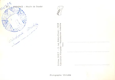 Moinho de Daudet — Provença — Éditions S.E.P.T. - 2, rue Alexis-Mossa - NICE — Verso