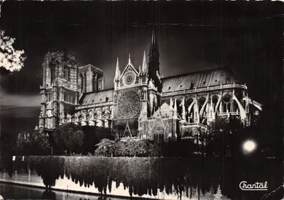 Nossa Senhora de Paris — vista noturna iluminada — Edições Chantal, n° 809