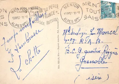 Menton — Vista geral — Edição Rella — Verso