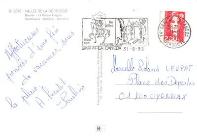 Vale da Dordogne — paisagens e castelos — Éditions René, n° 3670 — Verso