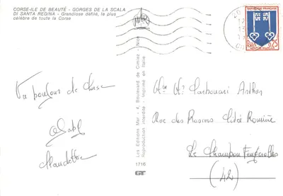 Gorges de la Scala — paysage de canyon avec rivière — Éditions MAR, Nice, n°1716 — Verso