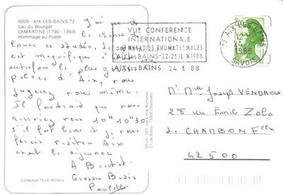 Lac du Bourget — Hommage au poète Lamartine — Éditeur : Collection TELE-Annecey — Verso