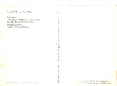 Hyrères-Les-Palmiers — Santuário Nossa Senhora da Consolação — Editor: Éditions Arts Graphiques, Toulon (Var) — Verso
