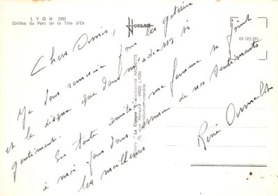 Grilles du Parc de la Tête d'Or — Lyon — éditeur La Cigogne — Verso