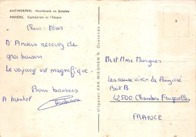 Anvers — Katedra i rzeka Escaut — wydawca VAN MIEGHEM A. Oostende n°9 — Rewers