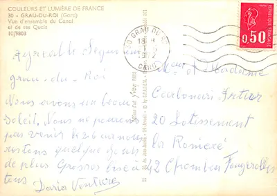 Visão geral do Canal e de seus Cais — Grau-du-Roi (Gard) — Éditions d'art Yvon — Verso