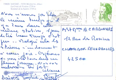 Méribel-les-Allues — widok szczytu Saulire i La Croix de Verdon — wydawnictwo Mythra — Rewers