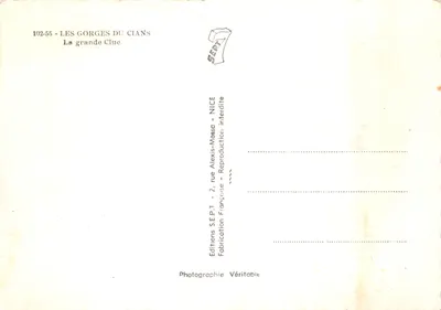 Les Gorges du Cians — La grande Clue — Éditions S.E.P.T. - NICE — पीछे
