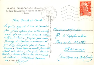 Le Parc des Abatilles — vue sur les passes du Bassin — Éditions d'Art Martello — Verso