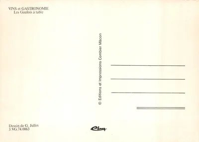Chevaliers de la Table Ronde — scène de débauche avec poème — Éditions Impressions Combier Mâcon — Verso