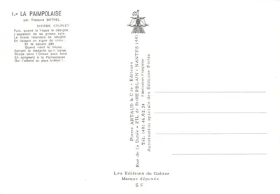La Paimpolaise — chanson bretonne illustrée — Éditions St-Herblain — Verso