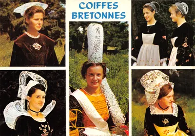 Coiffes bretonnes — apresentação de diversos modelos usados por mulheres em trajes tradicionais — Edições de Arte 'JACK' 22700 Louannec