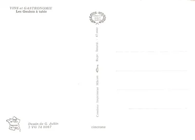 Fanchon — vista de cata de vino — dibujo de G. Jullin, editor Combier, n° 3 VG 74 0067 — Reverso