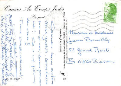 Cannes (Alpes-Maritimes) — widok z portu z jeźdźcem i łodziami — Éditions d'art Yvon Paris — Rewers