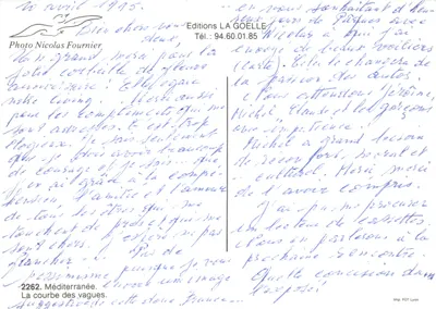 Krzywizna fal — widok Morza Śródziemnego — Wydawnictwo LA GOELLE, nr 2262 — Rewers