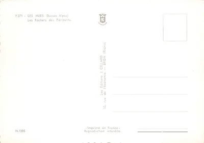 Los Penitentes de Les Mées — Rocas de los Penitentes — Editions J. Cellard — Reverso