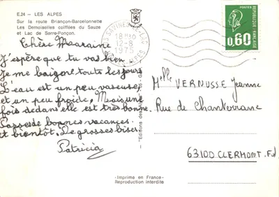 Las muchachas con peinado — Lago de Serre-Ponçon — Éditions des Alpes — Reverso