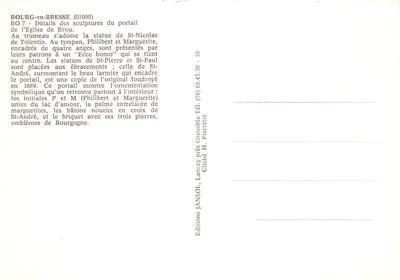 Portal da Igreja de Brou — detalhes escultóricos e brasão de Brou-en-Bresse — Éditions JANSOL — Verso