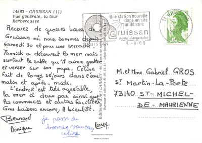 Gruissan (11) — Vista geral, a torre Barberousse — Éditions d'Art Larrey — Verso