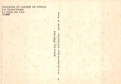 As Altas-Vosges — A Vale dos Lagos — editor Yvon, n° 10/8867 — Verso