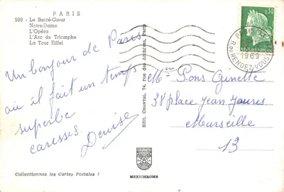 Parigi — vista notturna dei monumenti — Editore MEXICHROME n°599 — Verso