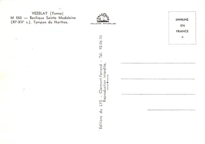 Vézelay — Timpanos da Basílica de Santa Madeleine — Edições LYS — Verso