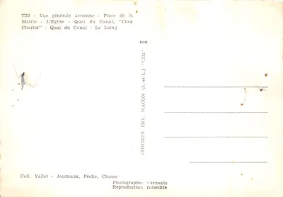 Bagneaux-sur-Loing — vista aérea, prefeitura, igreja, margem do canal — S.E.T.M. n°7783 — Verso