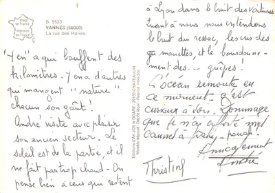 Vannes — rue des Halies — éditeur JOS — Verso