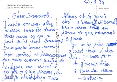 Grenoble au printemps — Vue sur la ville et le Vercors — imprimé en France — Verso