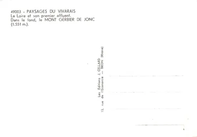 La Loire i jej pierwszy dopływ — Mont Gerbier de Jonc (1.551 m.) — Wydawnictwo J. Cellard — Rewers