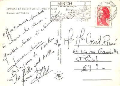 Toulon — vista panoramica e portaerei — editore Bandol — Verso