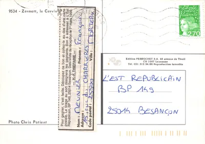 ZERMATT-Le Cervin — le Matterhorn sous la lune — édition PERROCHET S.A — Verso