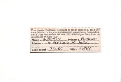 Besançon — vue du château à travers les branches nues — éditeur L'Est Républicain, n° de série non visible — Verso