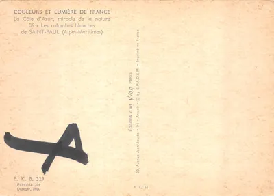 Saint-Paul (Alpes-Maritimes) — entrée d'un bâtiment en pierre avec pigeons blancs — éditeur Yvon — Verso
